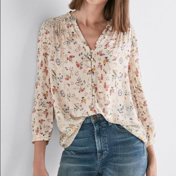 lucky brand floral peasant top